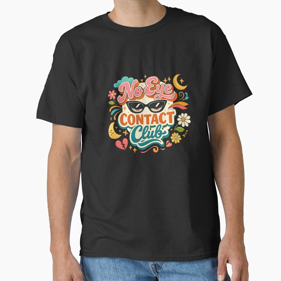 No Eye Contact Club Cute Retro Sticker Design | Introvert Humor by Sanika arts
