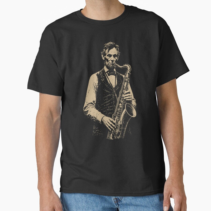 Abraham Lincoln Playing Saxophone Vintage Sketch Art by margamPagenberg