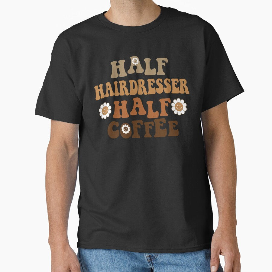 Half Hairdresser Half Coffee | Funny Hairdresser Gift | Retro Groovy Hairdresser | Caffeine Lover by Christina-grich