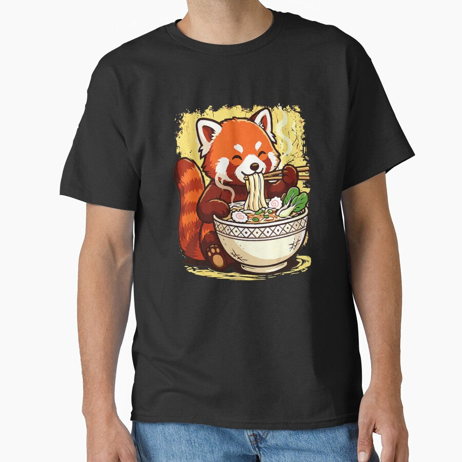 Red Panda Eating Ramen Cute Japanese Style by titanlevi