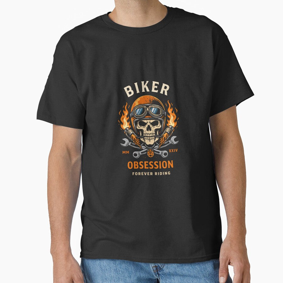 Biker Obsession Motorcycle T-Shirt by Matinez Pink
