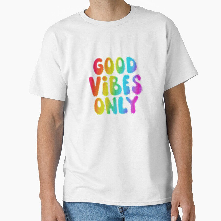 Good Vibes Only Rainbow Bubble Text by DeadpanThreads