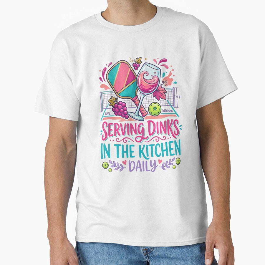 Serving Dinks in the Kitchen Daily - Funny Woman's Pickleball & Wine Gift by Godiva-Designs