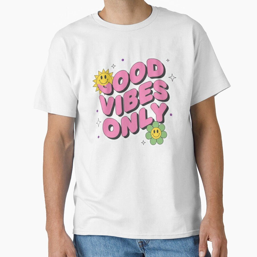 good Vibes Only retro Typography Design tshirt by anandsiva2703