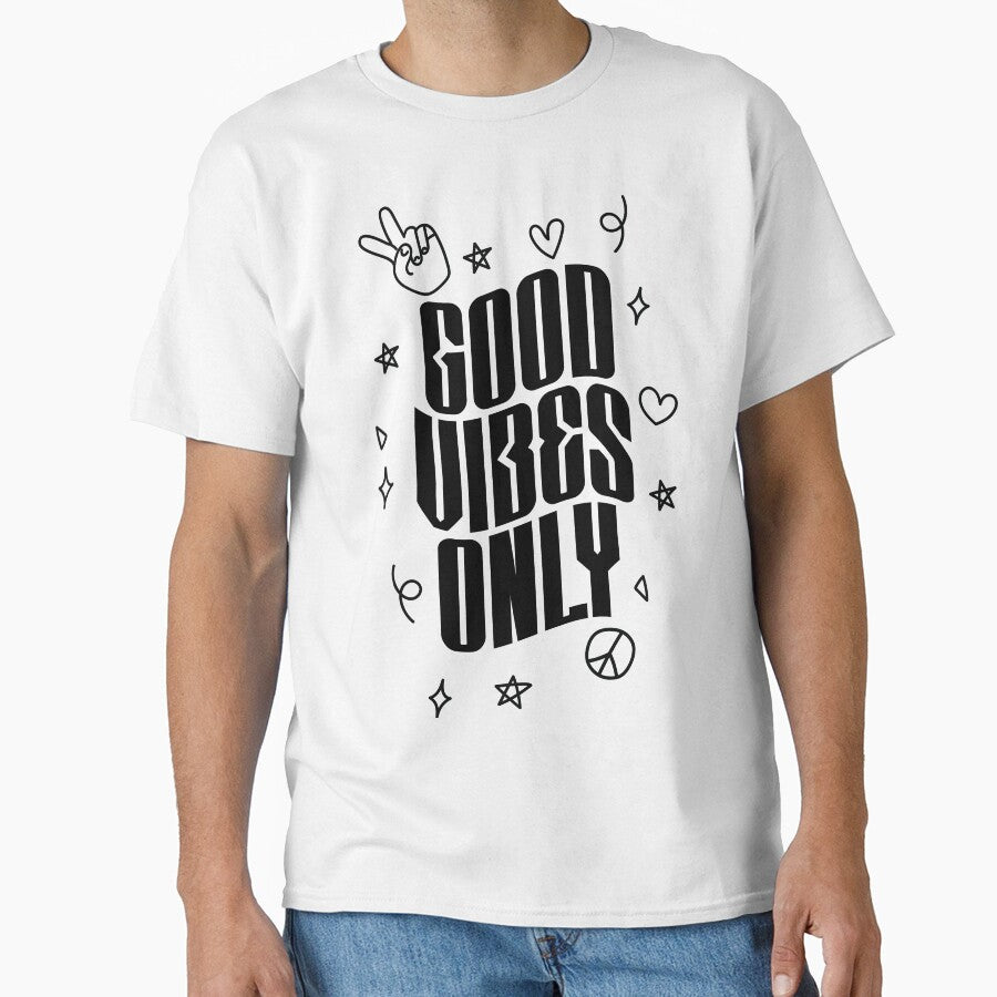 Positive Peace Sign Typography Good Vibes Only by FemmePod