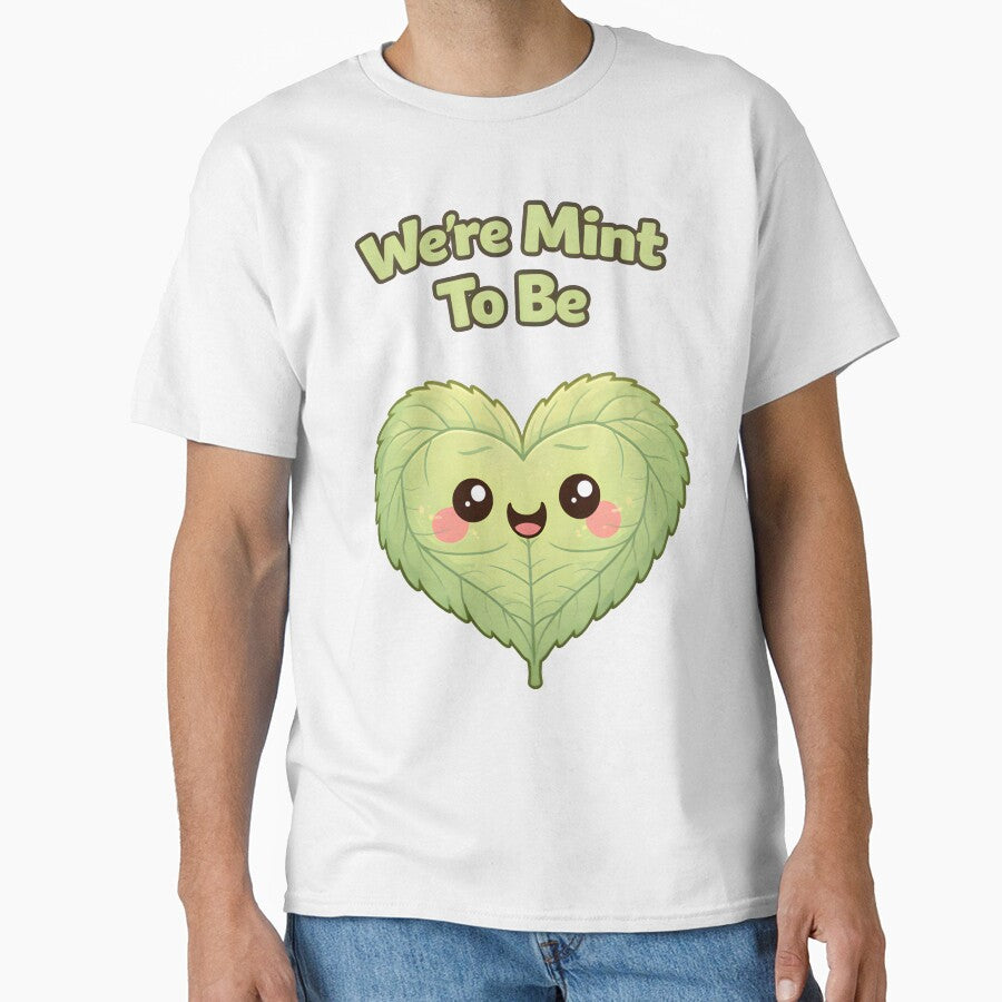 Were Mint To Be Cute Mint Leaf Love Pun Cartoon Design. by The-T-In-Retro