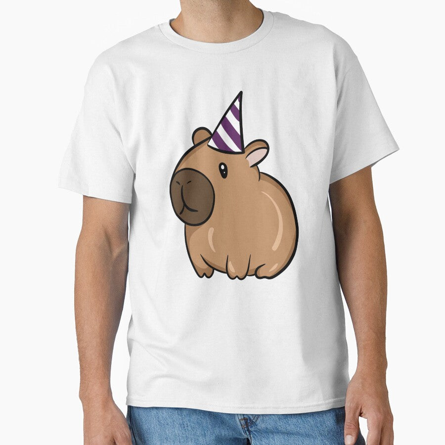 Cute Party Capybara - Funny Animal with Birthday Hat Illustration by LYAN-STORE