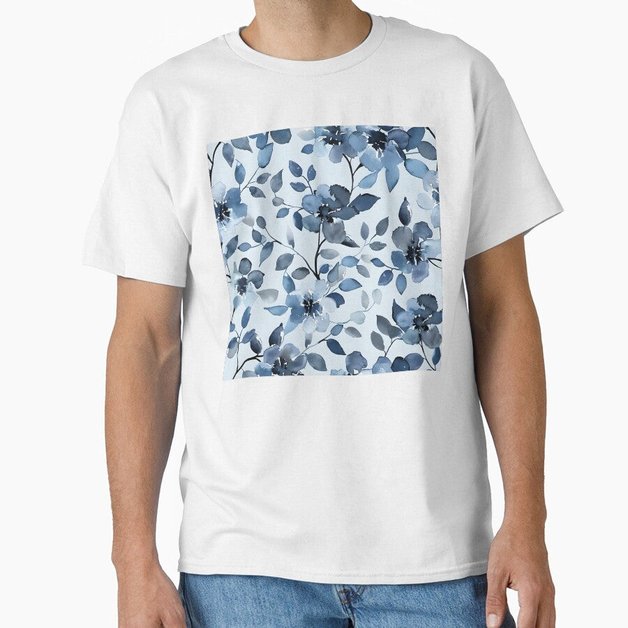 Seamless watercolor blue flower print by dcrc