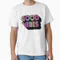 Gradient Rainbow Pink Spectrum Stripes 3D Extruded Retro Vintage Sans Serif Display Typography Good Vibes Quotes by Cawaiico