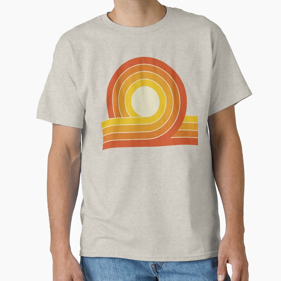 Yellow and orange retro style circles and lines by BattaAnastasia
