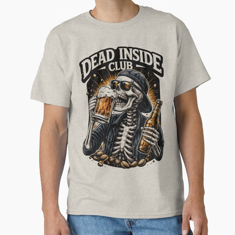 Dead Inside Club Beer Skeleton – Dark Humor Party Skull Design by SpainDesign77