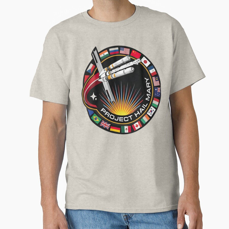 Project Hail Mary Space Mission Rocket Launch Patch Style Classic T-Shirt by Qwertycraftd