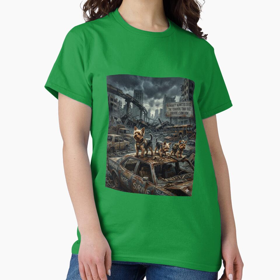 Apocalypse Yorkie Survivors Shirt – Dark Humor Dog Tee by Tiny Tyrant Co.