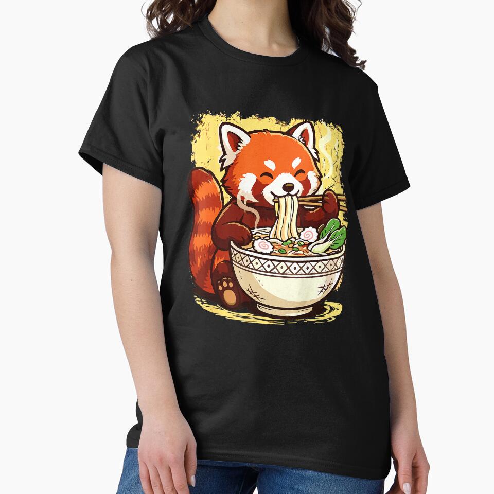 Red Panda Eating Ramen Cute Japanese Style by titanlevi