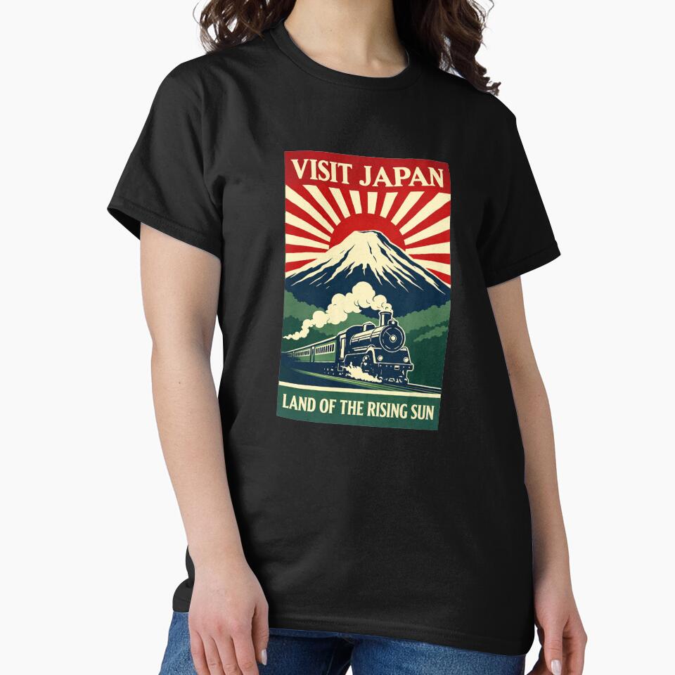 VISIT JAPAN Vintage Travel Poster | Mount Fuji Steam Train Retro Japanese Design by maaameee