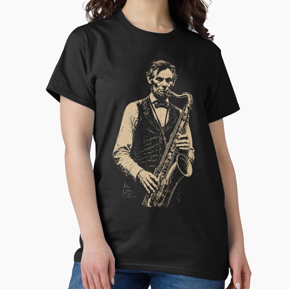 Abraham Lincoln Playing Saxophone Vintage Sketch Art by margamPagenberg