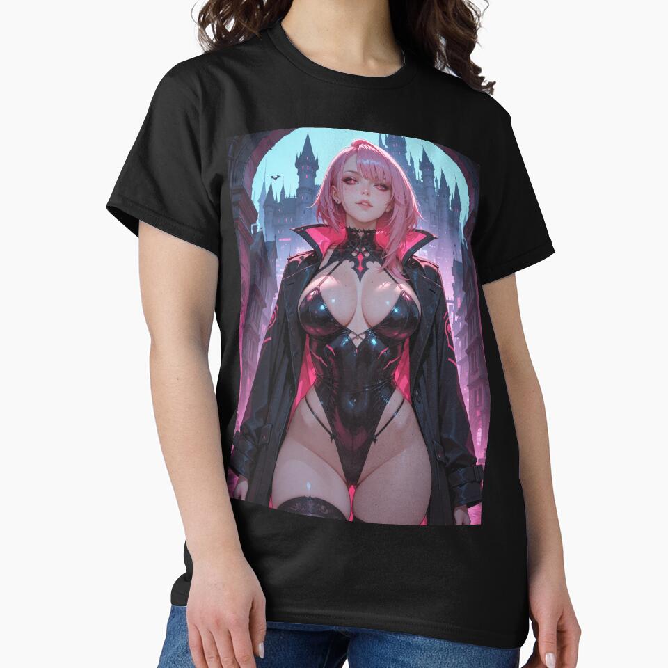 Anime waifu vampire cyberpunk with pink hair by Planet Utoppia
