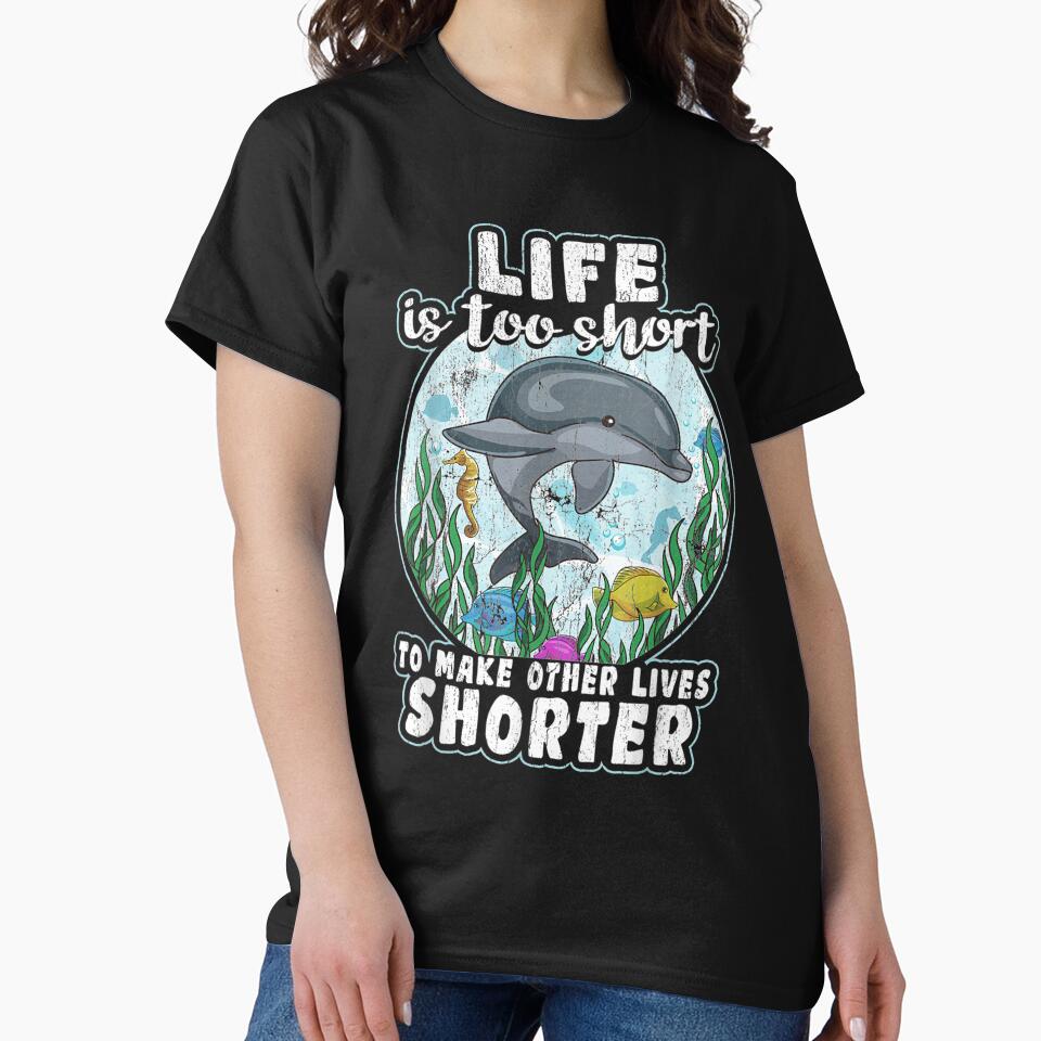 Self Improve T Quote Dolphin Ocean Fish by aliceshe