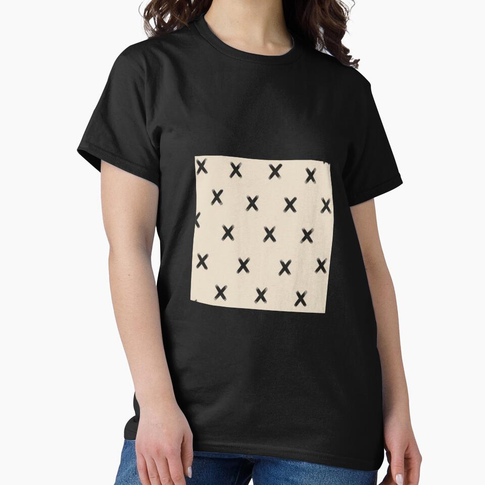 Minimal Black X Pattern Beige Aesthetic Seamless Modern Abstract Brush Stroke Design by WellN