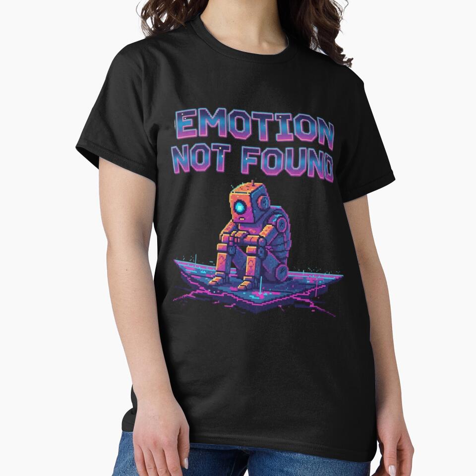Emotion Not Found Sad Robot Retro Pixel Vaporwave by ChaosNest