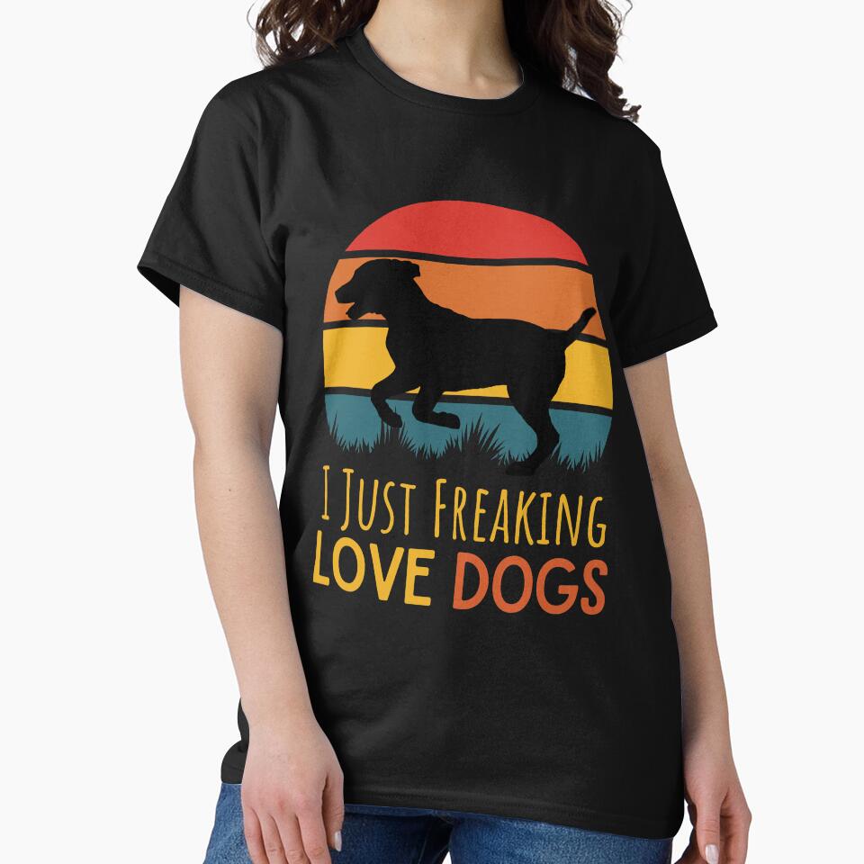 Retro Sunset I Just Freaking Love Dogs by Echo Dusk