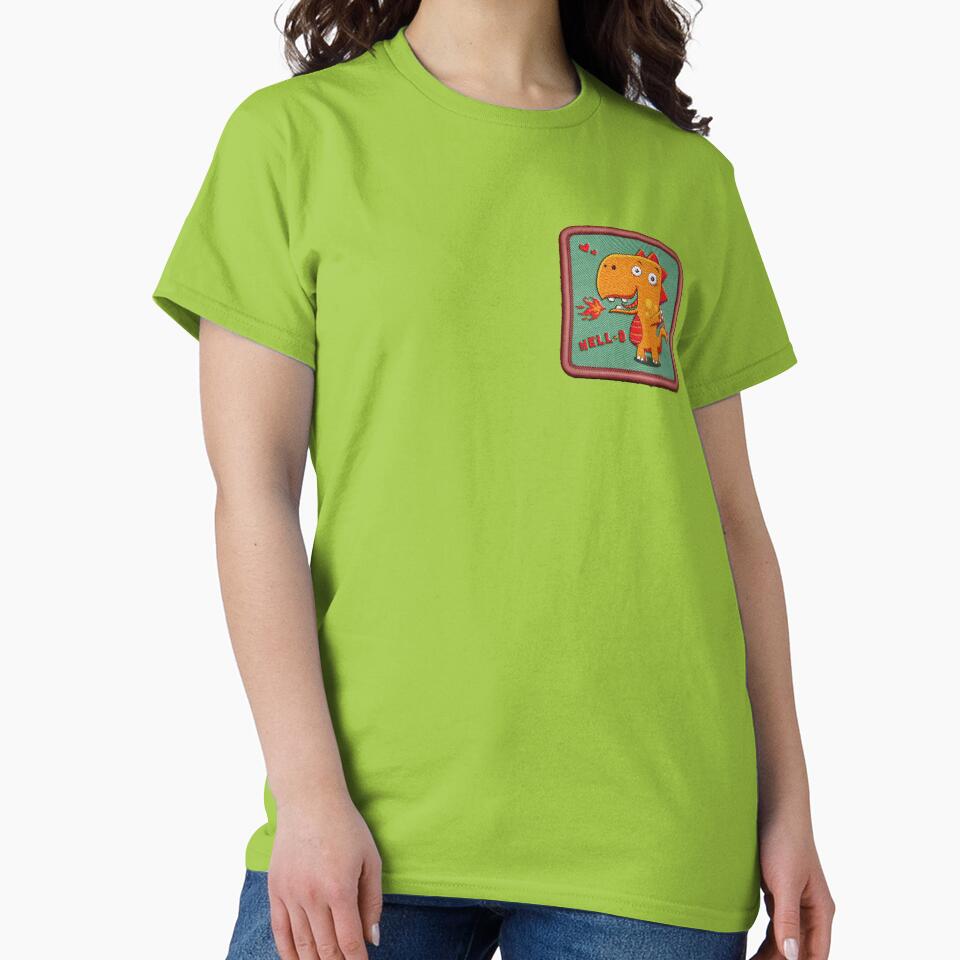 cute cartoon dragon (funny dinosaur) - embroidery patch by hayrpictures