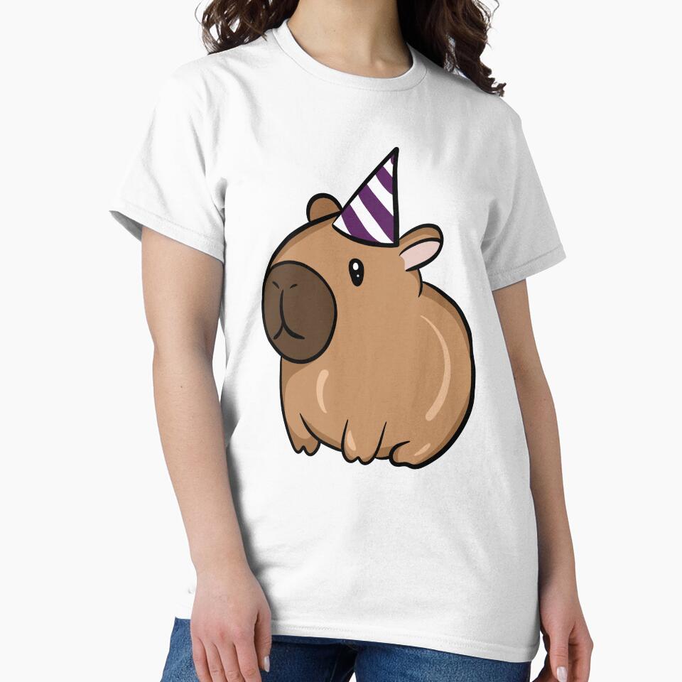 Cute Party Capybara - Funny Animal with Birthday Hat Illustration by LYAN-STORE