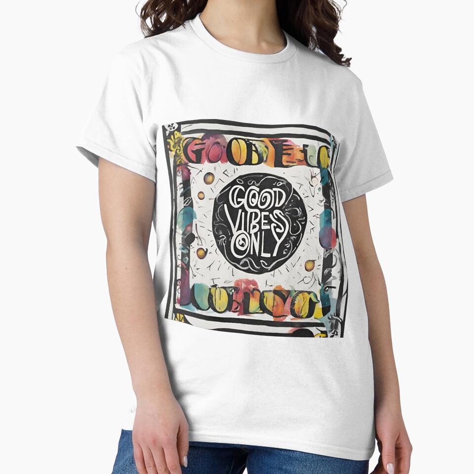 Good Vibes Only Round Typography Art by Happyfreedom