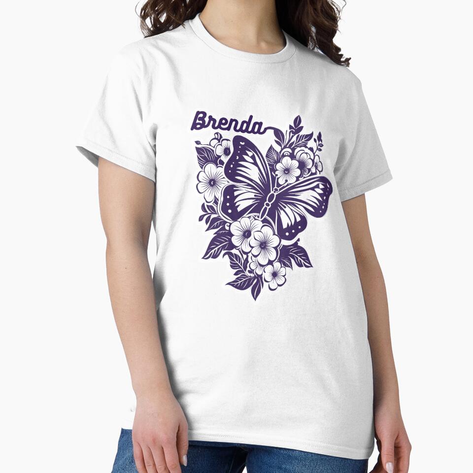 Brenda Butterfly Floral Name Design by CozyBlobStudio
