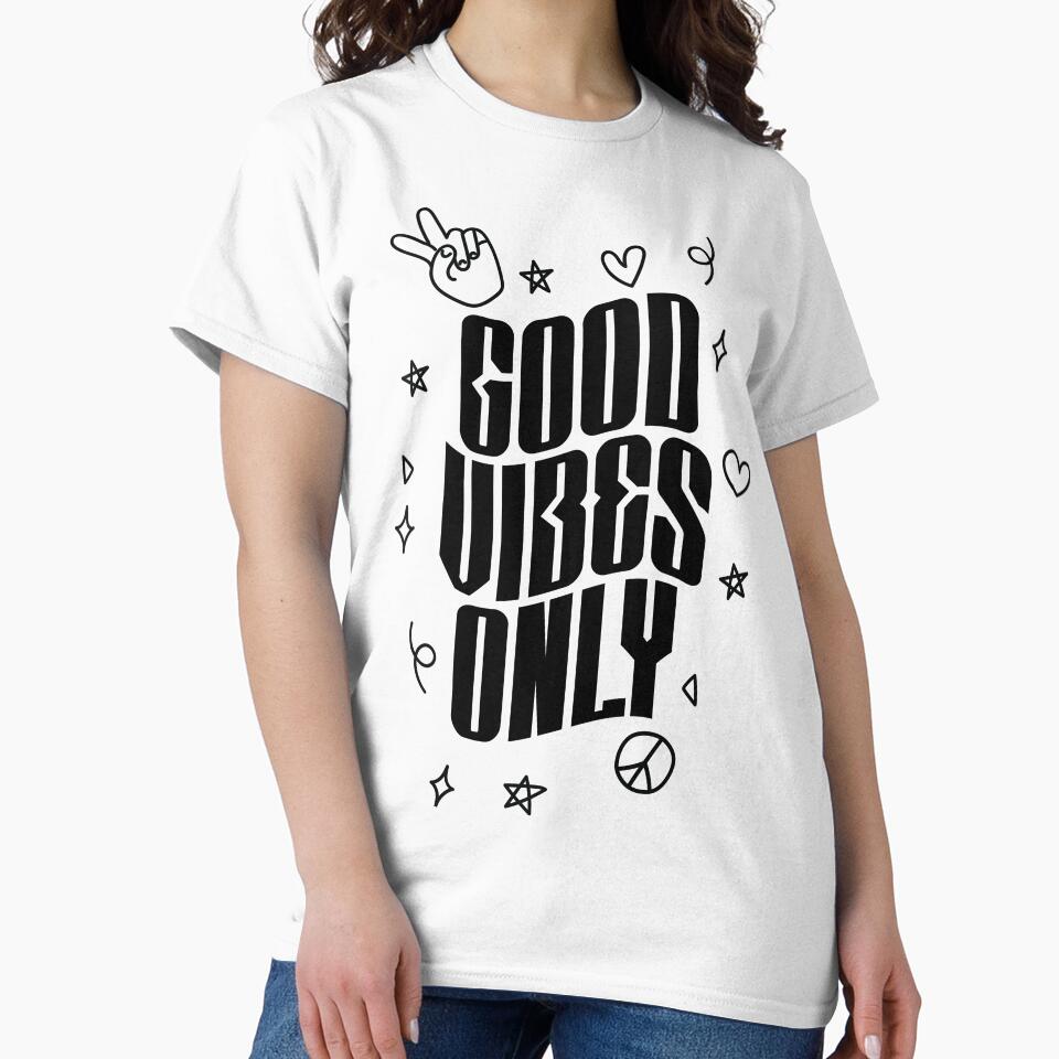Positive Peace Sign Typography Good Vibes Only by FemmePod
