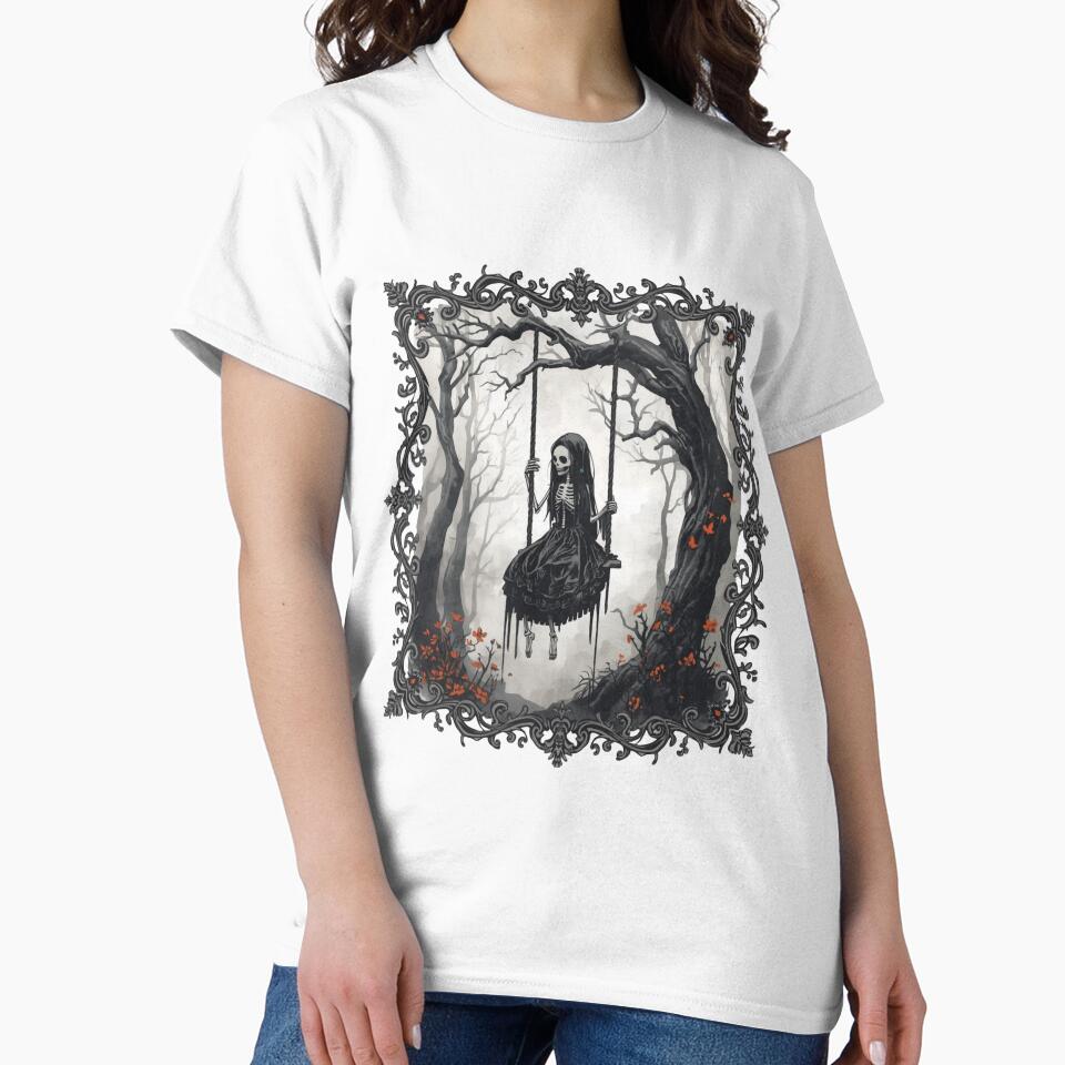 Skeleton girl on a swing by Tragedyshop