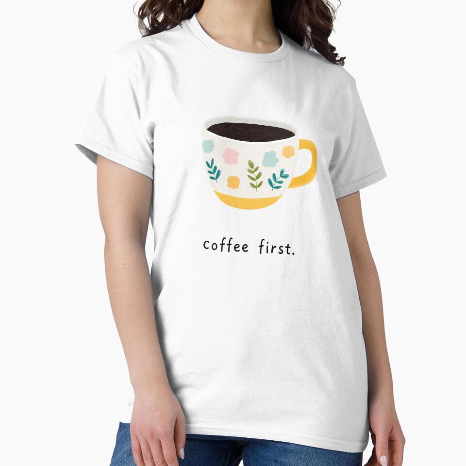 Coffee First Floral Coffee Cup Icon Illustration by BobaBunny76