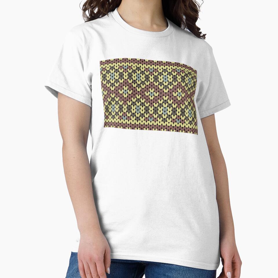 Native ethnic knitted pattern in brown and yellow tones, winter sweater style. by Nengsang