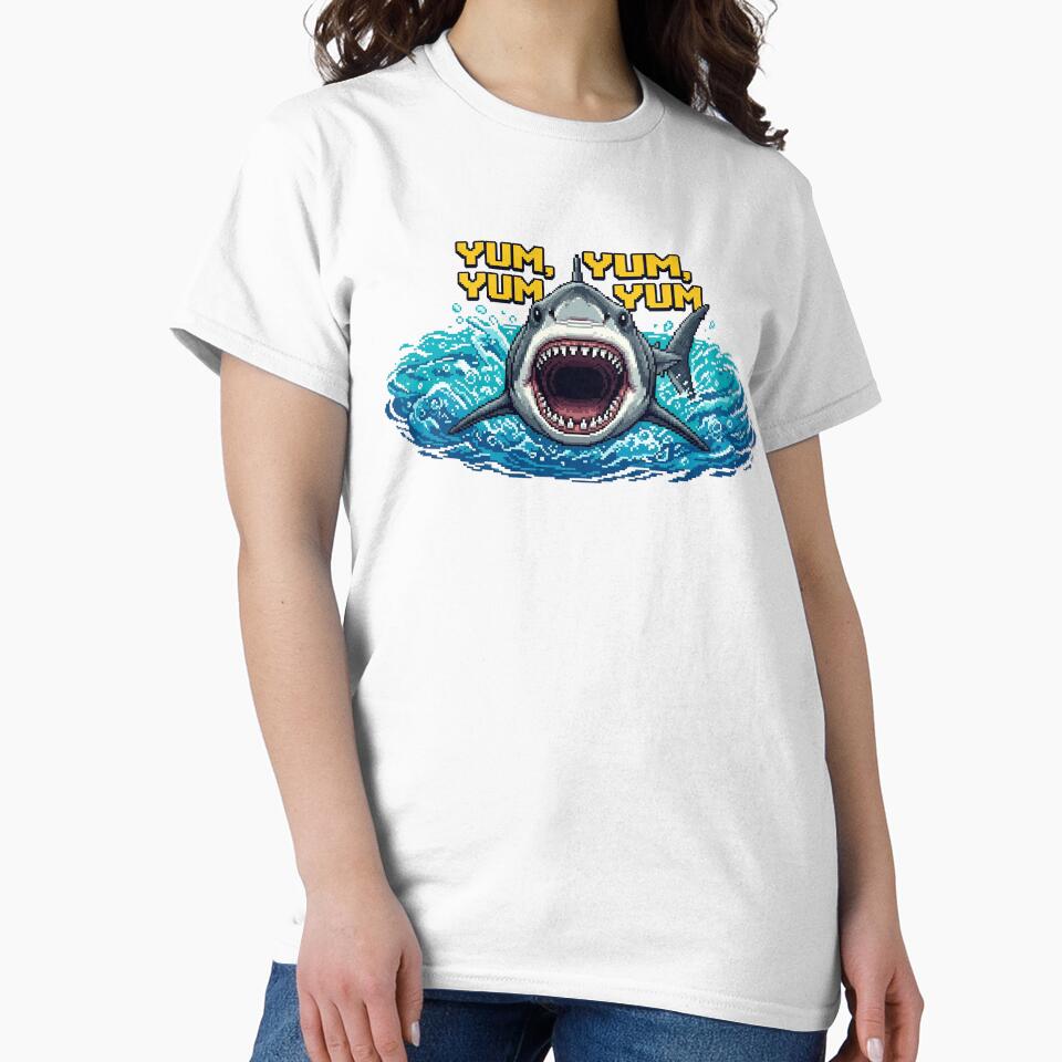 Yum Yum, Great White Shark by givememytees