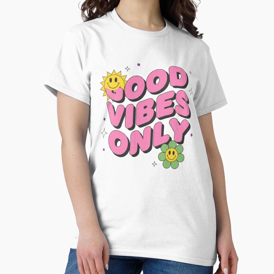 good Vibes Only retro Typography Design tshirt by anandsiva2703
