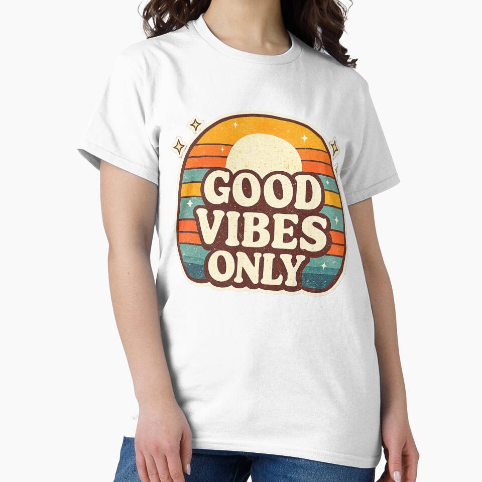 Good Vibes Only Retro Sunset Positive Quote by Tropivaro