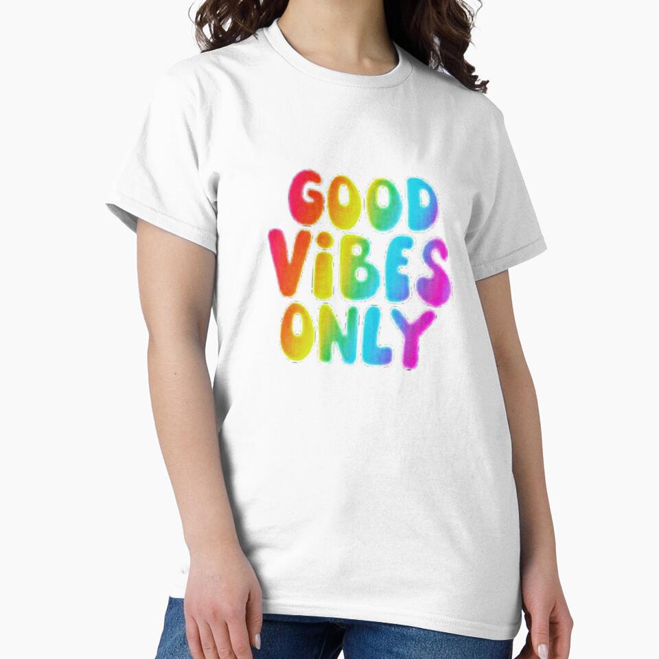 Good Vibes Only Rainbow Bubble Text by DeadpanThreads
