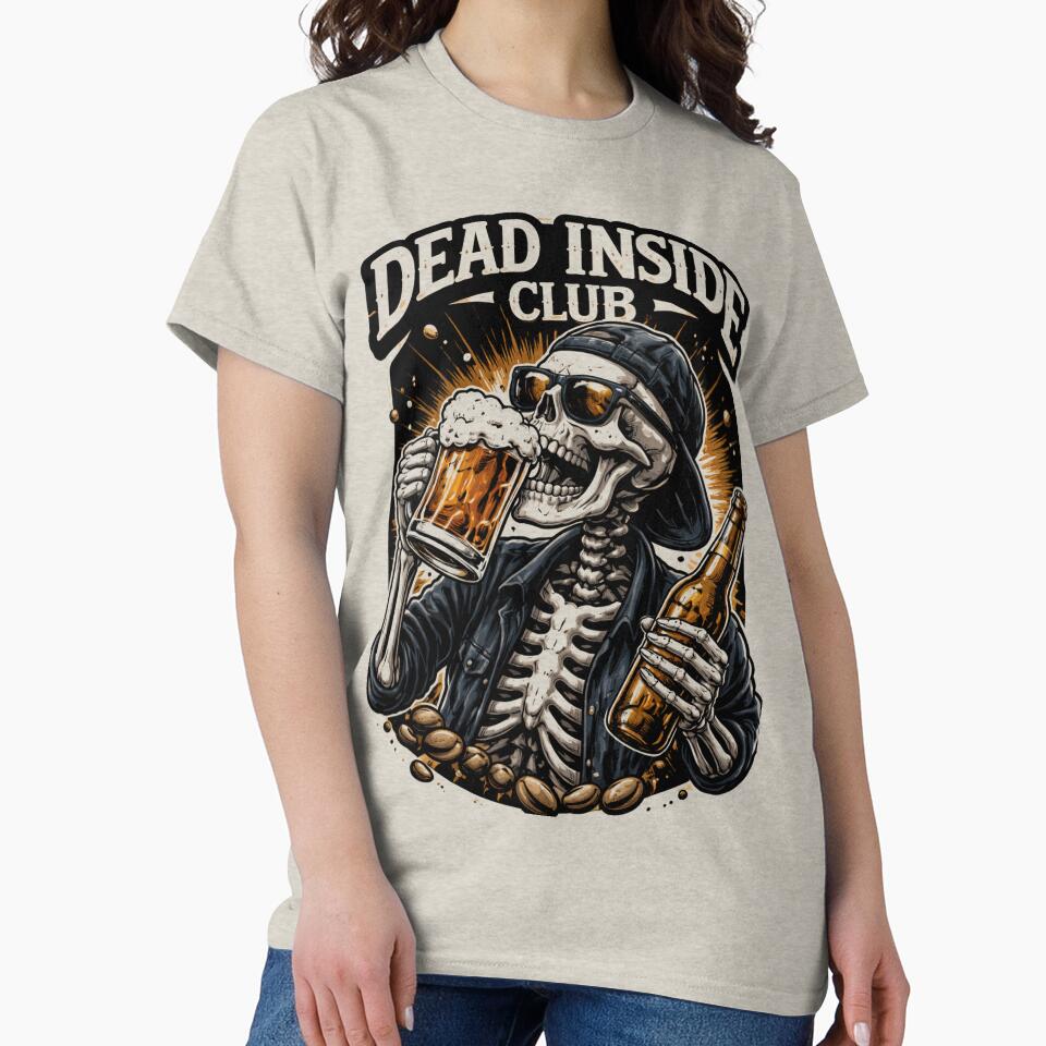 Dead Inside Club Beer Skeleton – Dark Humor Party Skull Design by SpainDesign77