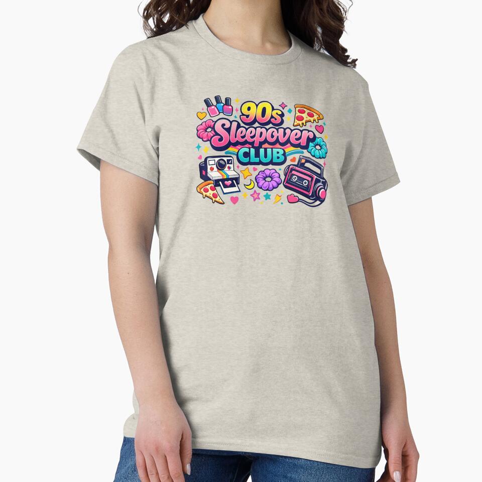 90s Sleepover Club Shirt – Lip Gloss, Scrunchies & Mall Girl Energy | Cute Retro 1990s Girl Nostalgia Tee by MEMORY-LN-Tees