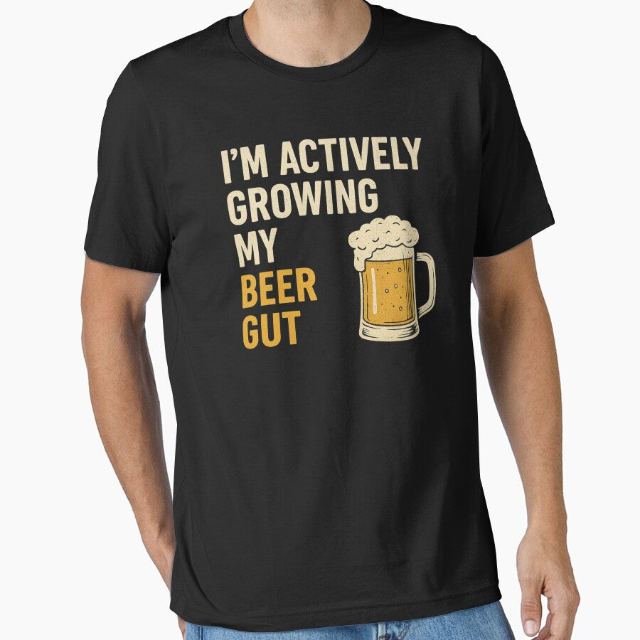 Actively Growing My Beer Gut Funny Retro Alcohol Design by Supergrafix07