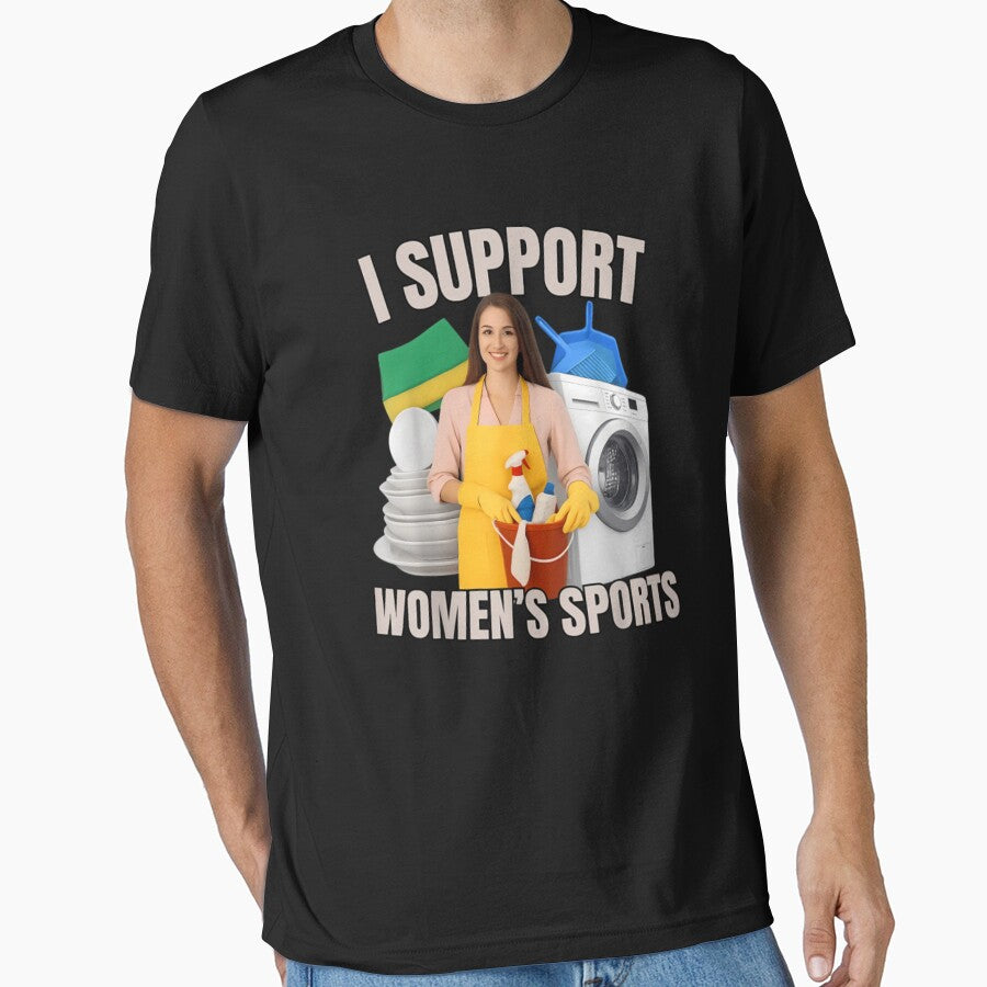 I Support Women’s Sports Funny Cleaning Lady Meme by DexertimaArt