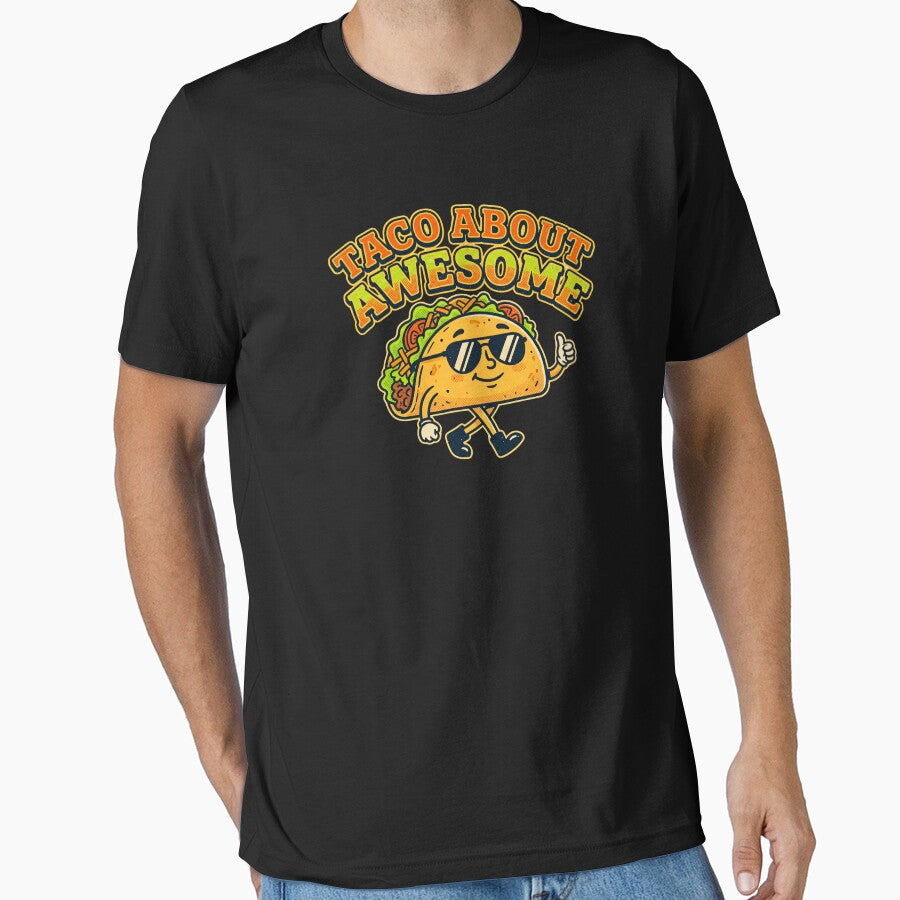 Taco About Awesome Funny Retro Cool Taco Character T-Shirt by Egyptian king ⭐⭐⭐⭐⭐