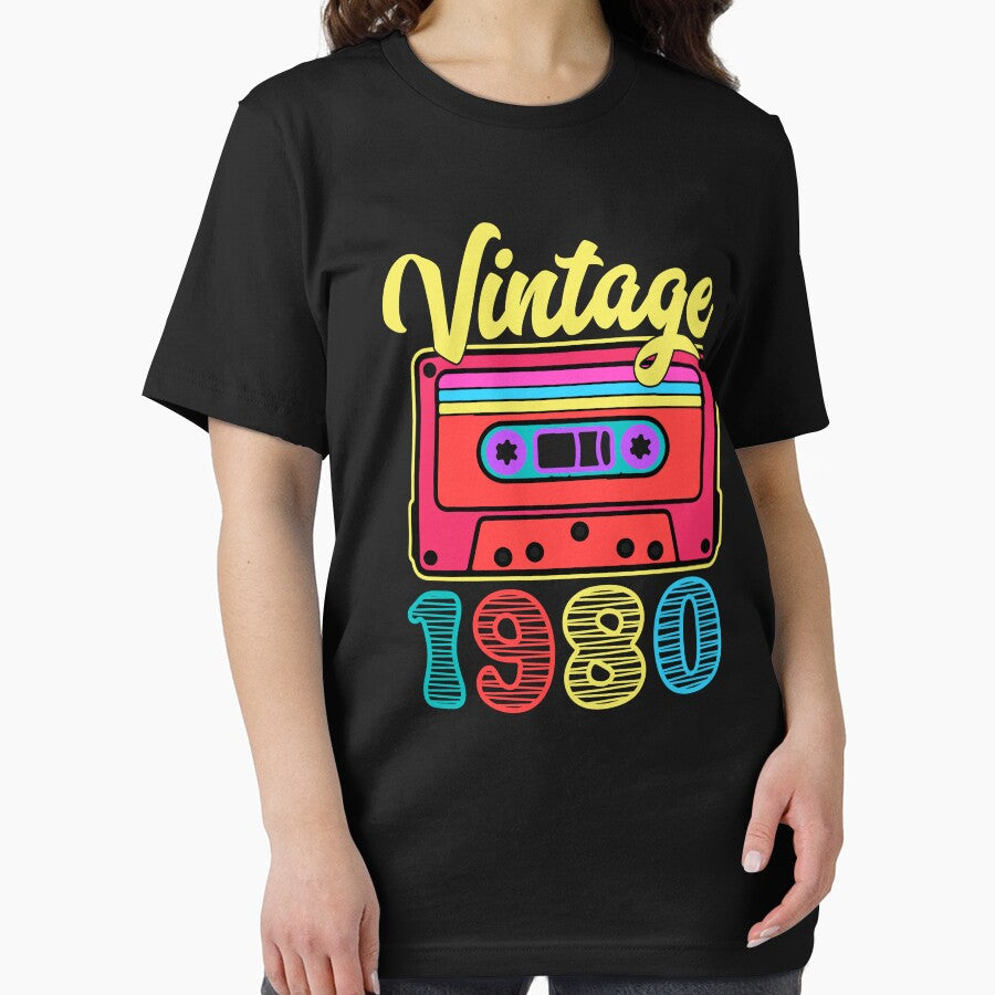 1980 Vintage Cassette – Retro Birth Year Birthday Colorful Gift Design by EmeraldeaArt
