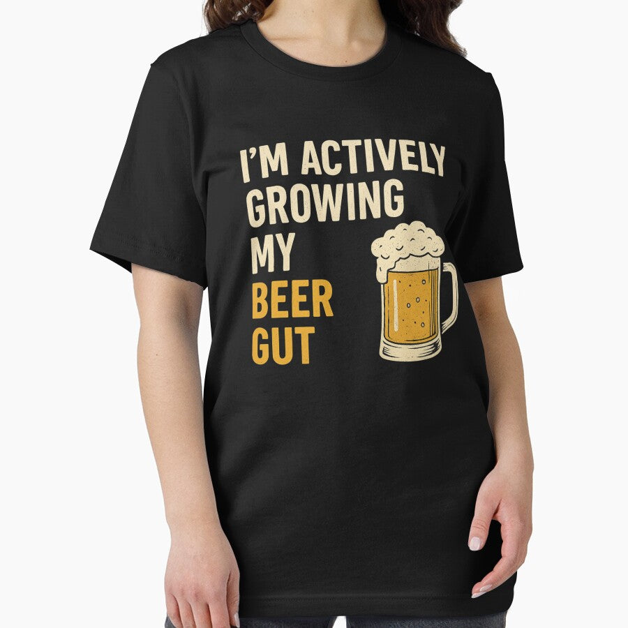 Actively Growing My Beer Gut Funny Retro Alcohol Design by Supergrafix07