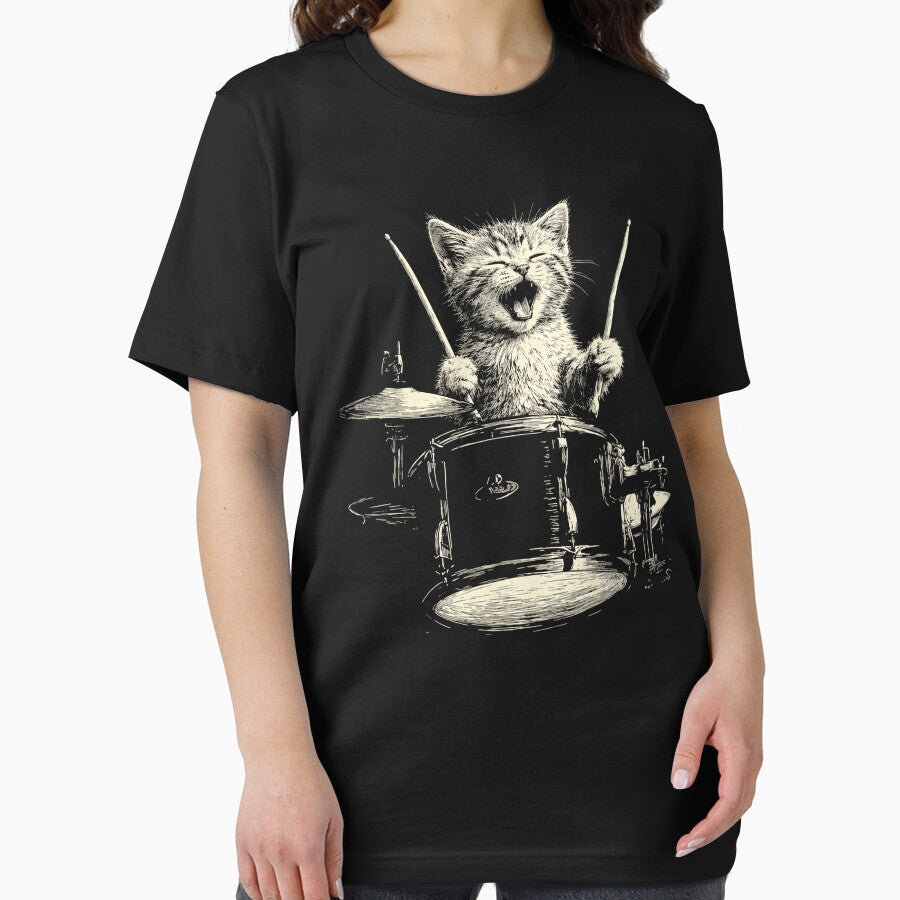 Cute Cat Playing Drums Funny Music Cat Drummer Graphic by will freed18