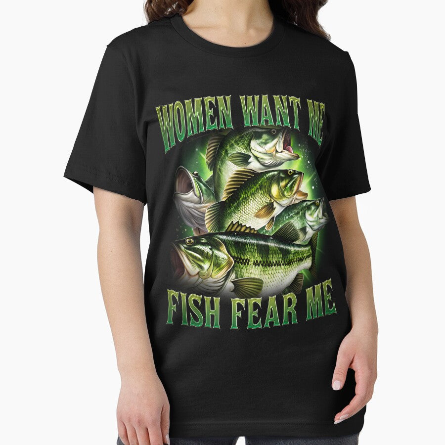 Women Want Me Fish Fear Me Vintage T-Shirt, Retro Bass Fisher Shirt, Meme T Shirt, Weird T Shirt, Fisher Tee, Bass Lovers, Fisher Gifts by Rosqzz