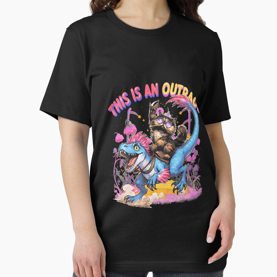 This is an Outrage Funny Princess Cat Riding Dinosaur by SerafinaCesari