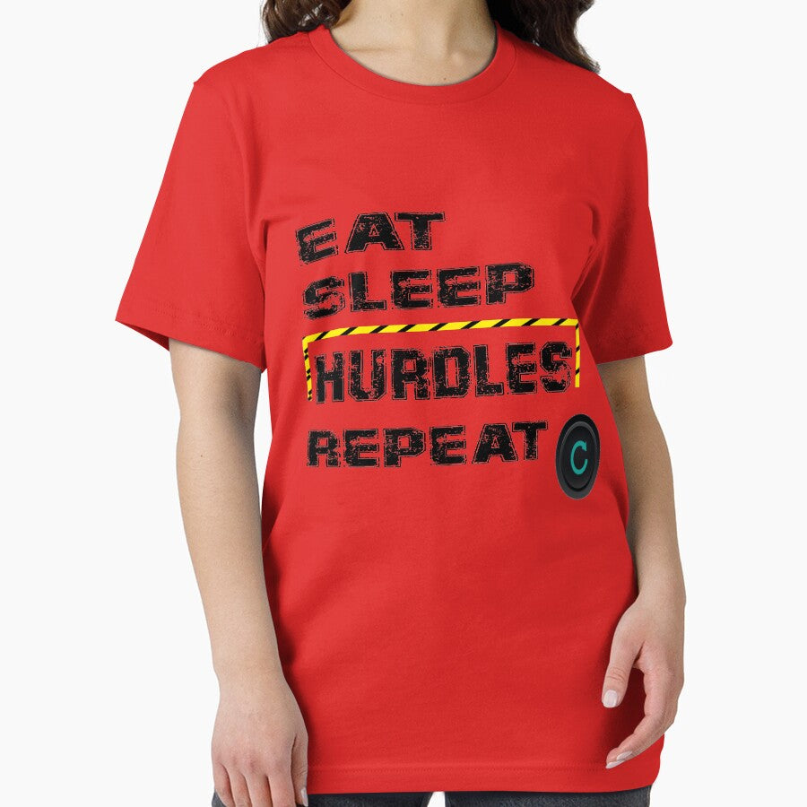 Eat Sleep Hurdles Repeat essential t-shirt by delpro