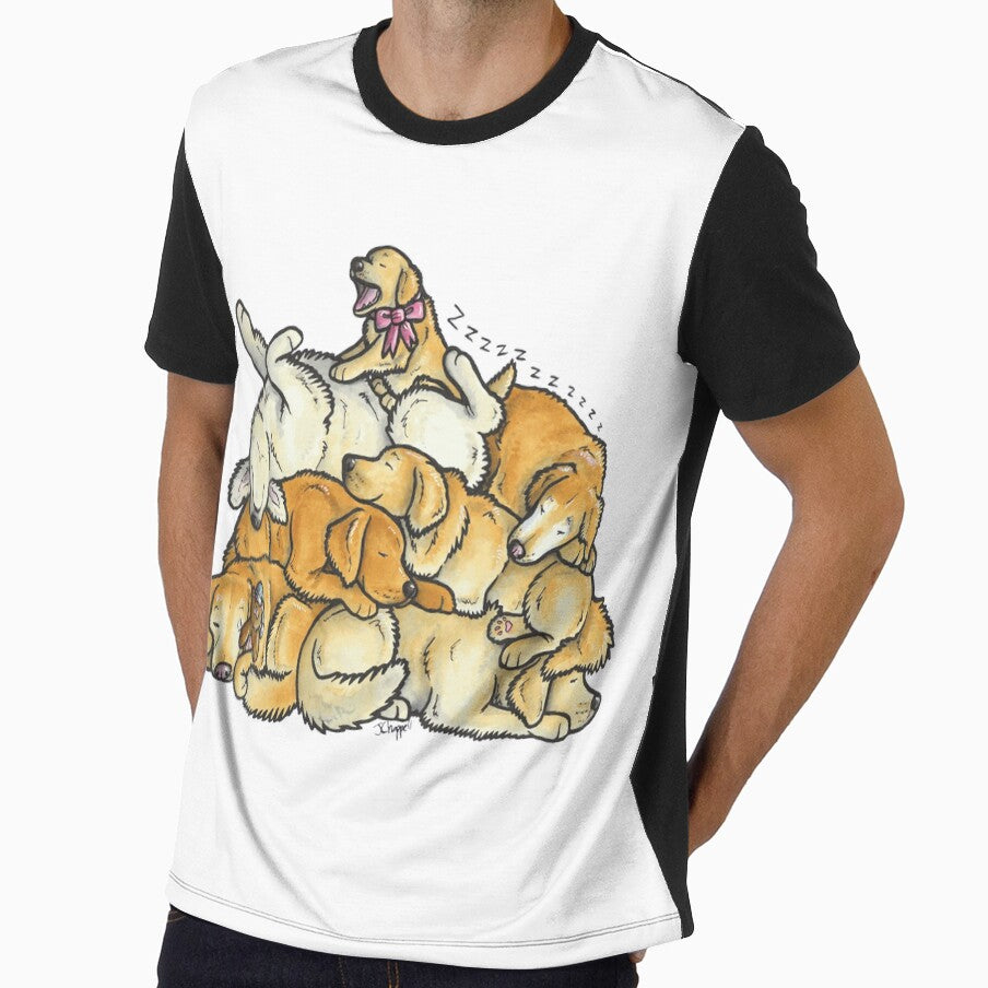 Sleeping pile of Golden Retriever dogs by animalartbyjess
