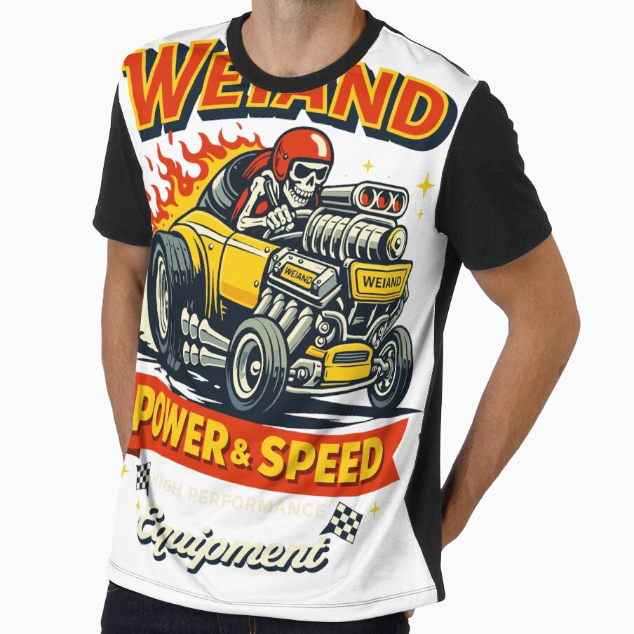 Weiand Power & Speed Hot Rod T-Shirt by Matinez Pink